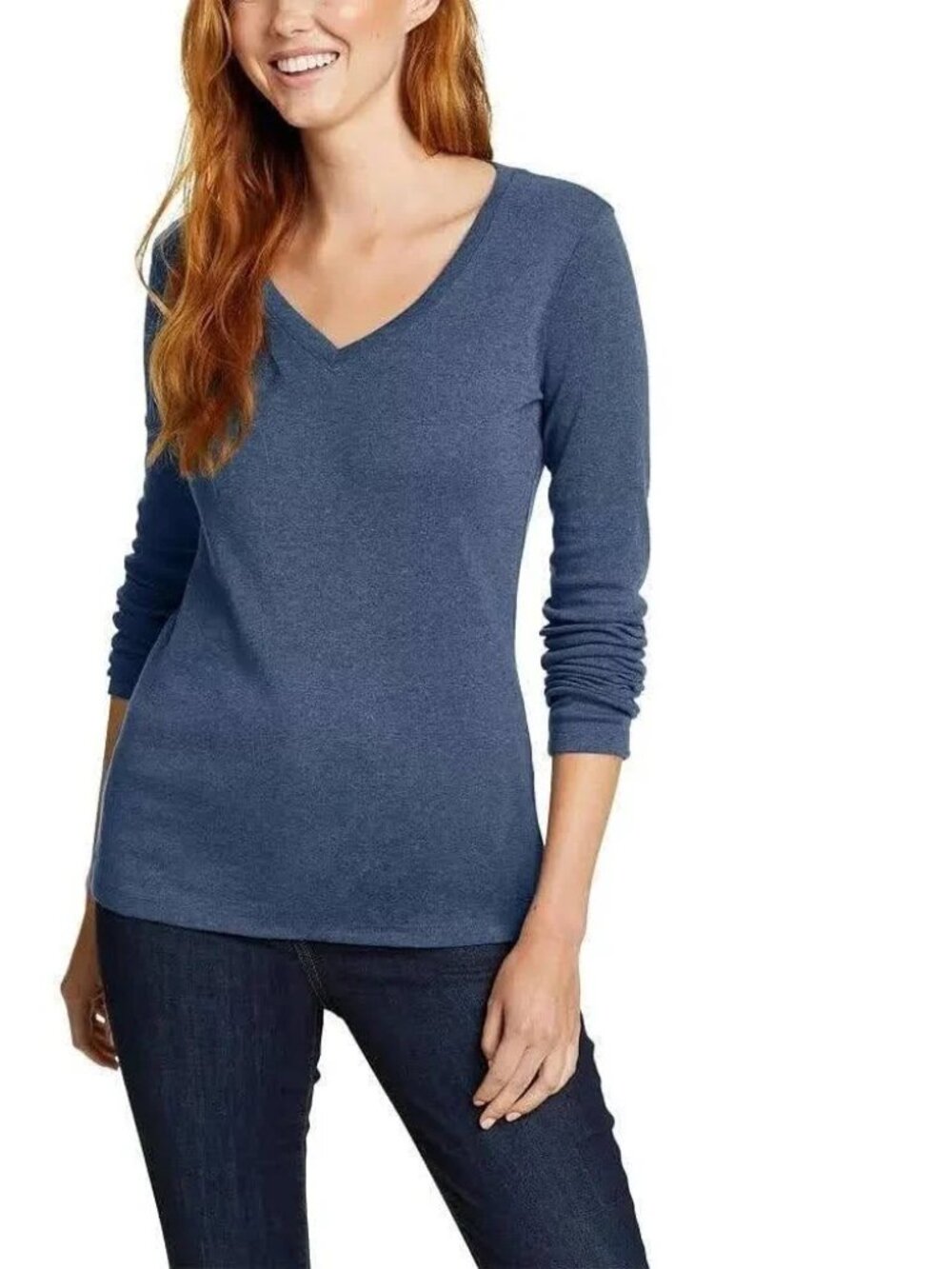 Eddie Bauer Women's Fav Long Sleeve Crew Neck Tee Indigo Size XXL New With Tags